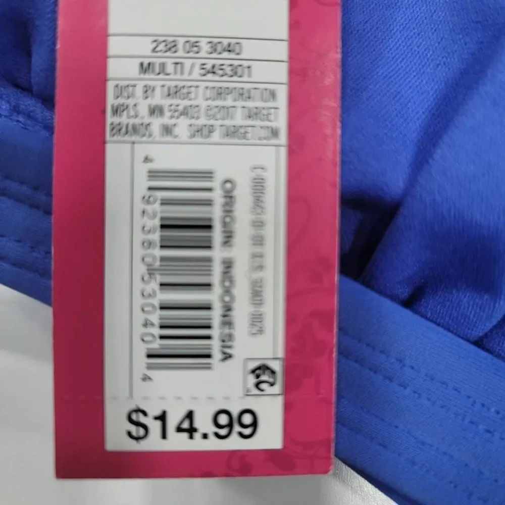 Xhilaration  Blue Ribbed Plung Triangle Bikini Top - Picture 7 of 7